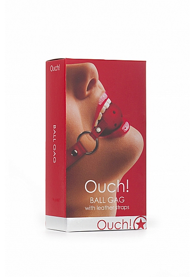 ball gag with leather straps red