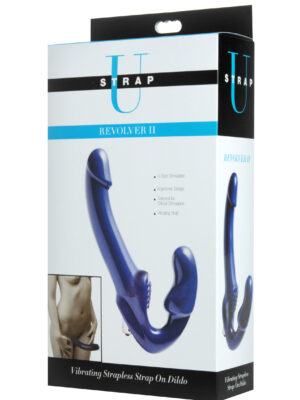 revolver ii vibrating strapless strap on dildo blue