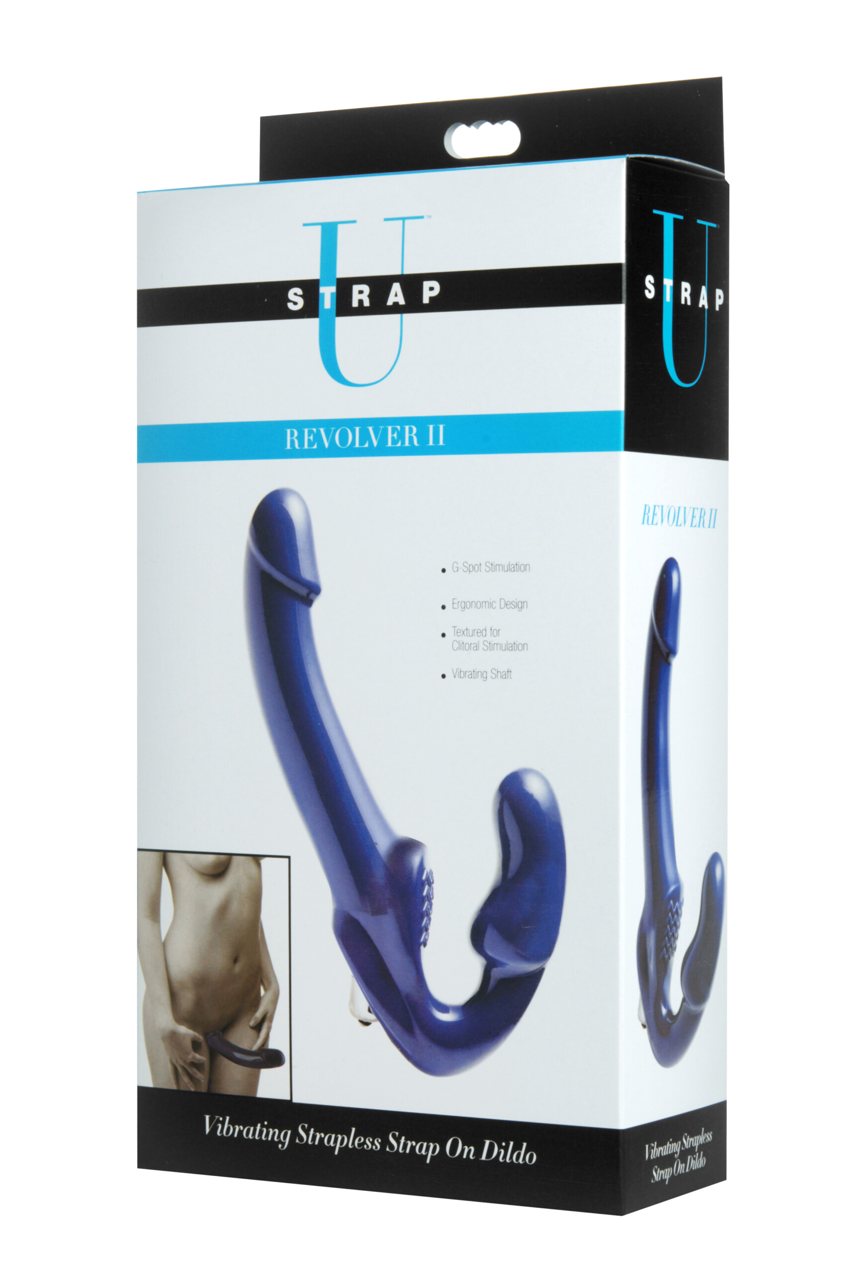 revolver ii vibrating strapless strap on dildo blue