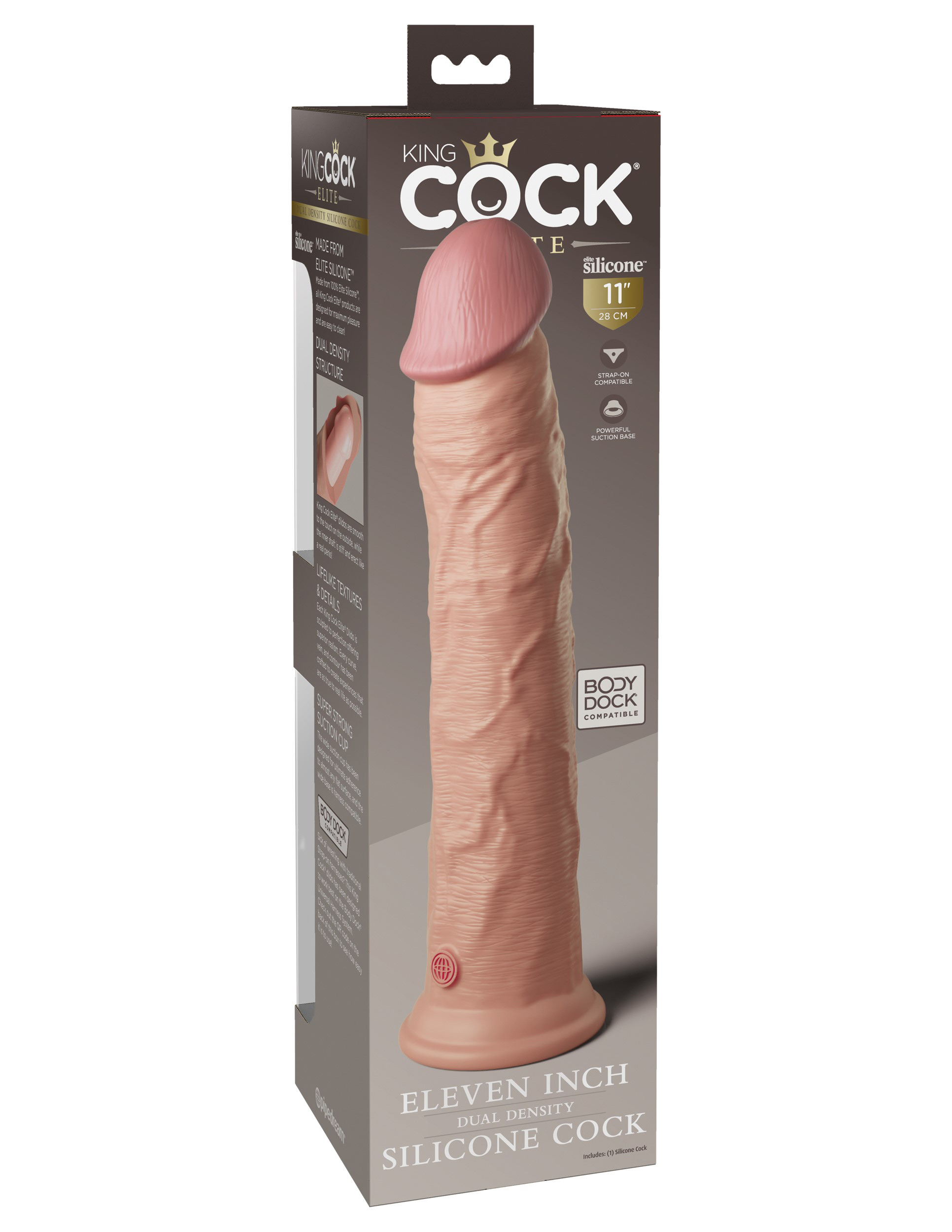 king cock elite 11 inch silicone dual density cock light