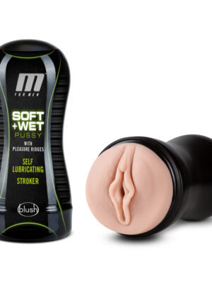 m for men soft and wet pussy with pleasure ridges self lubricating stroker cup vanilla