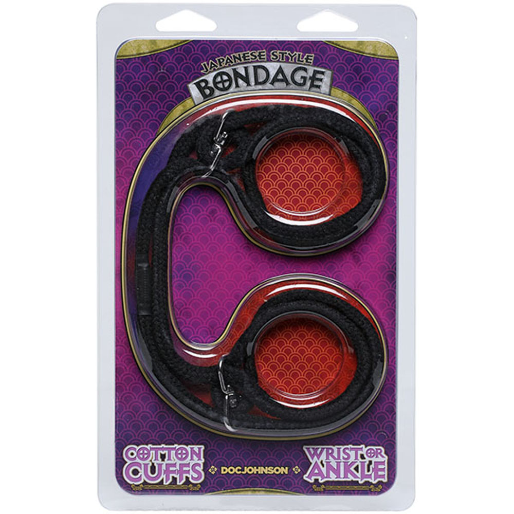 japanese style bondage cotton wrist or ankle cotton cuffs black