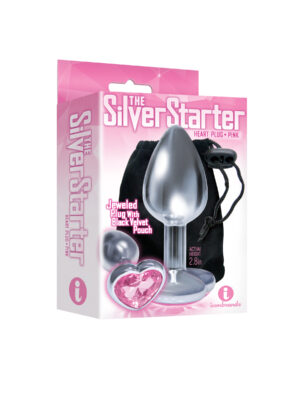 the 9's the silver starter heart bejeweled stainless steel plug pink