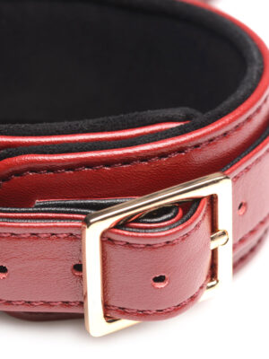 6 piece burgundy bondage set burgundy cuffs, collar and leash