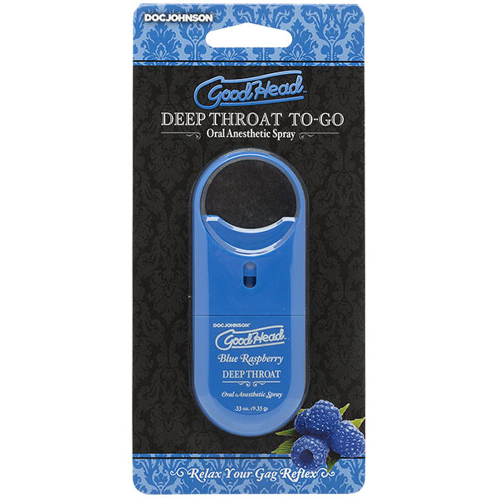 goodhead deep throat spray to go blue raspberry .33 oz.