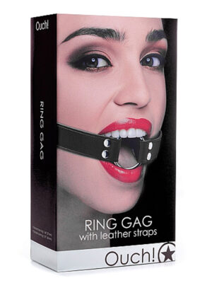 ring gag with leather straps black ring gag with leather straps black