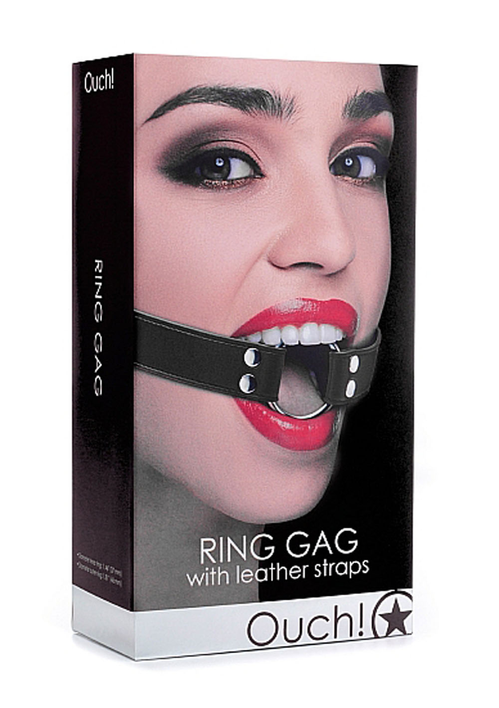 ring gag with leather straps black