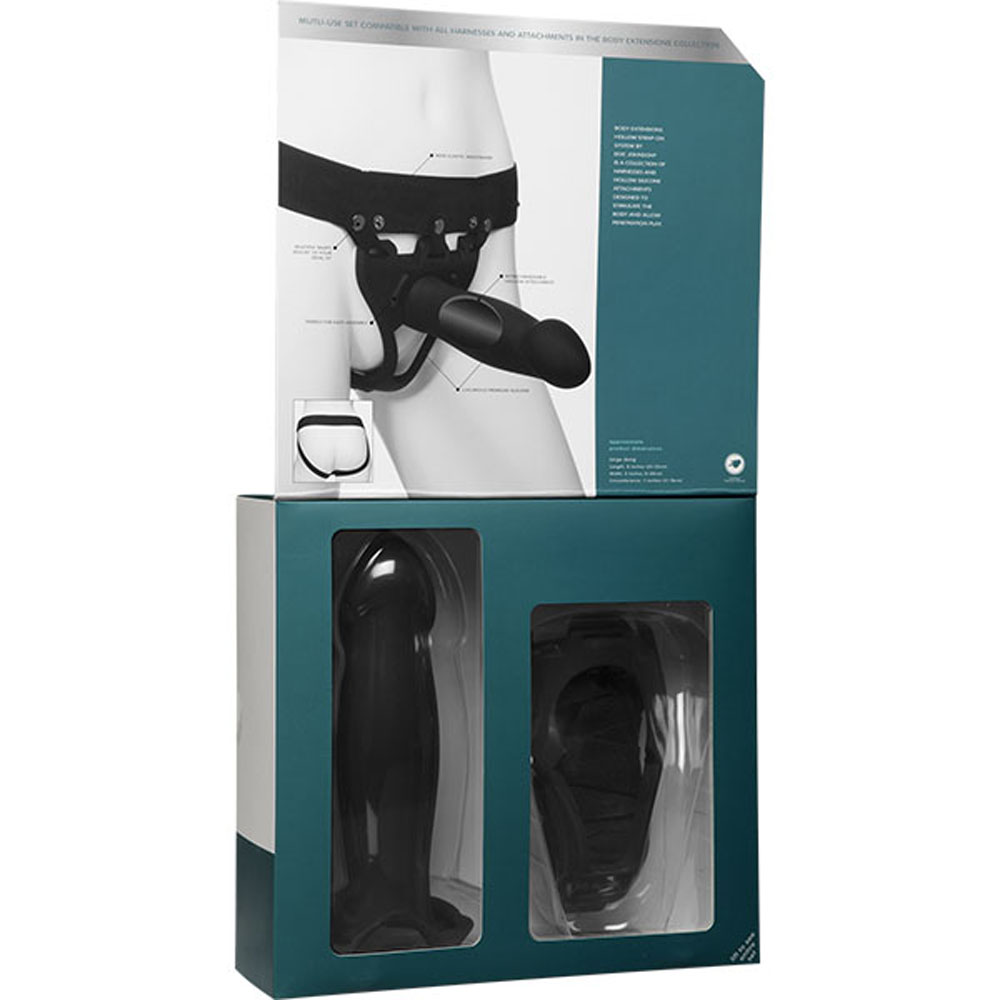 body extensions hollow bulbed strap on 2 piece set black