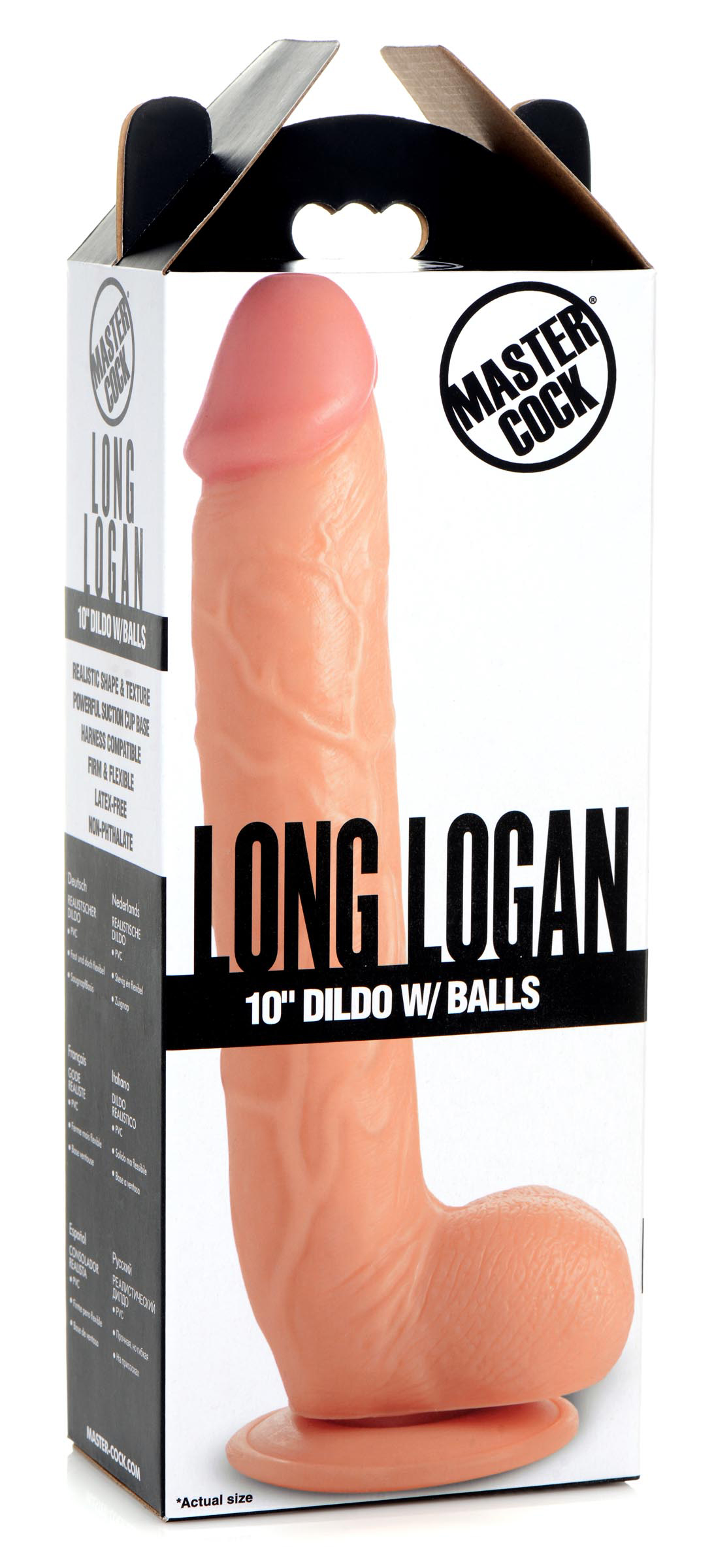 long logan 10 inch dildo with balls light long logan 10 inch dildo with balls light