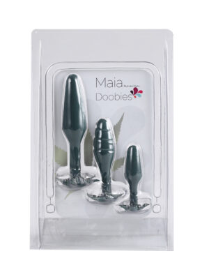 doobies pot leaf anal trainer silicone set green