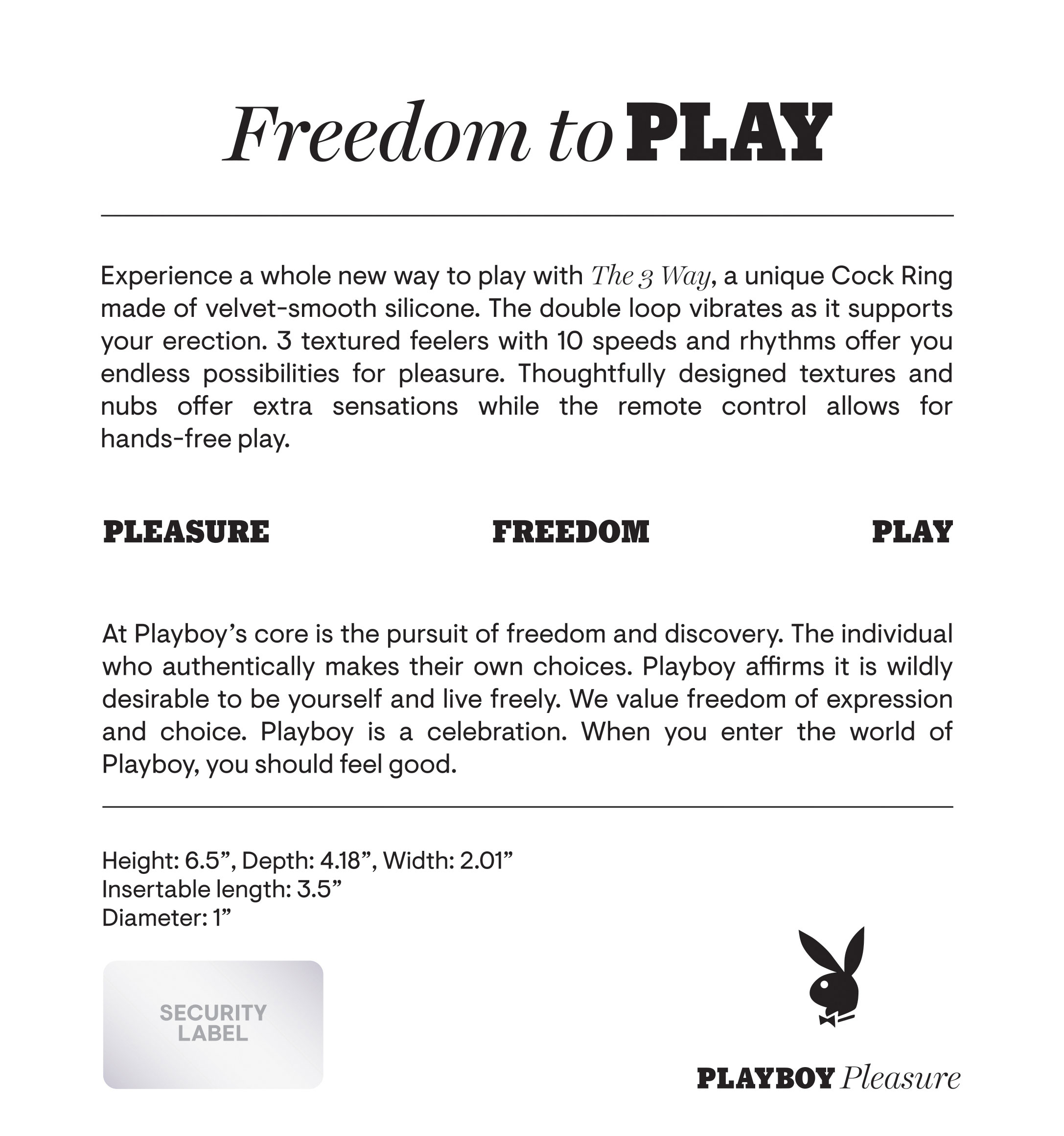 playboy pleasure the 3 way cock ring black playboy pleasure the 3 way cock ring black