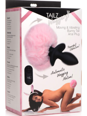 waggerz moving and vibrating bunny tail anal plug pink