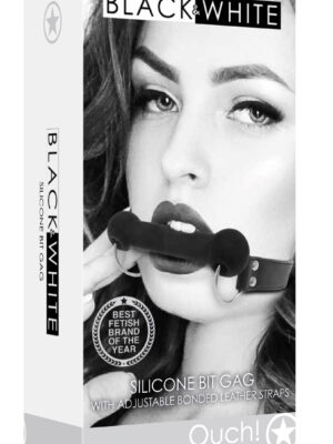 silicone bit gag with adjustable bonded leather straps black