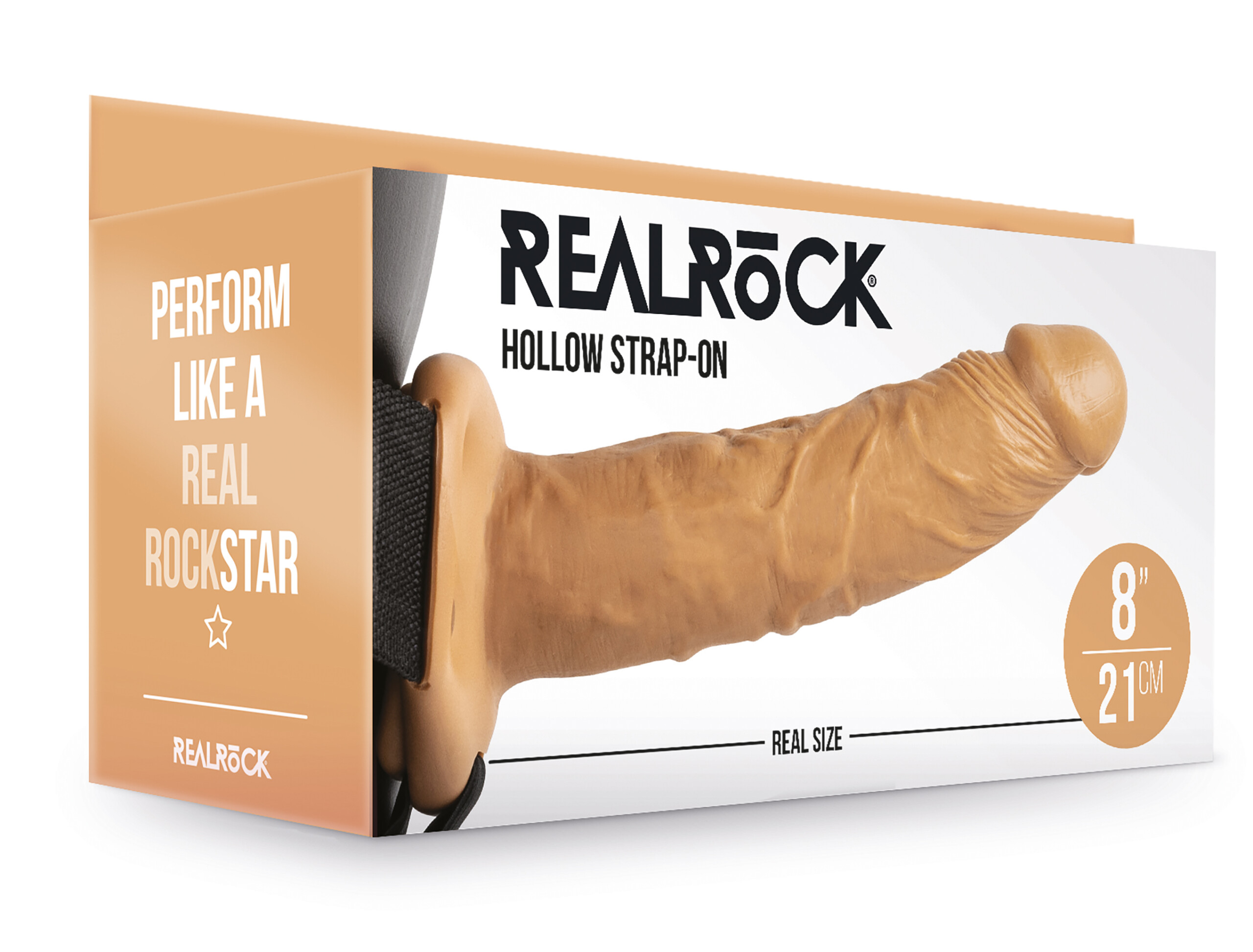 hollow strap on without balls 8 inch tan