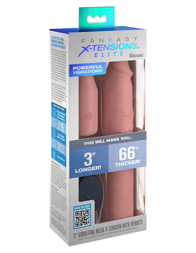 fantasy x tensions elite 9 inch sleeve vibrating 3 inch plug with remote light