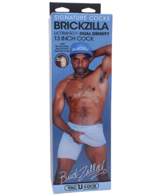 signature cocks brickzilla 13 inch ultraskyn cock with removable vac u lock suction cup chocolate