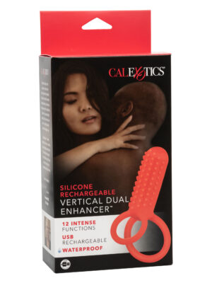 silicone rechargeable vertical dual enhancer red