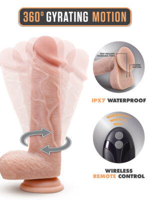 dr. skin silicone dr. ethan 8.5 inch gyrating dildo beige