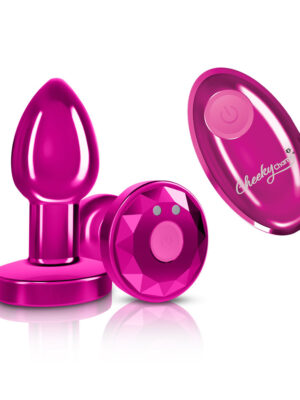 vibrating pink metal remote plug small