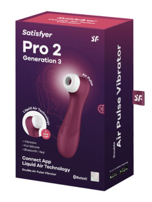 satisfyer pro 2 generation 3 connect app liquid air technology wine red