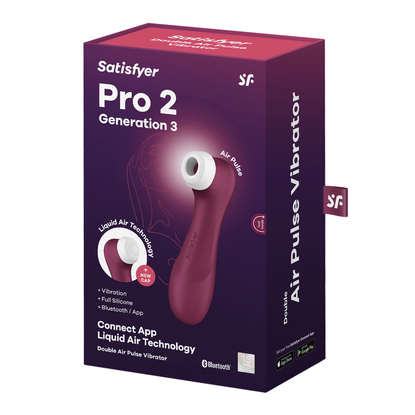 satisfyer pro 2 generation 3 connect app liquid air technology wine red