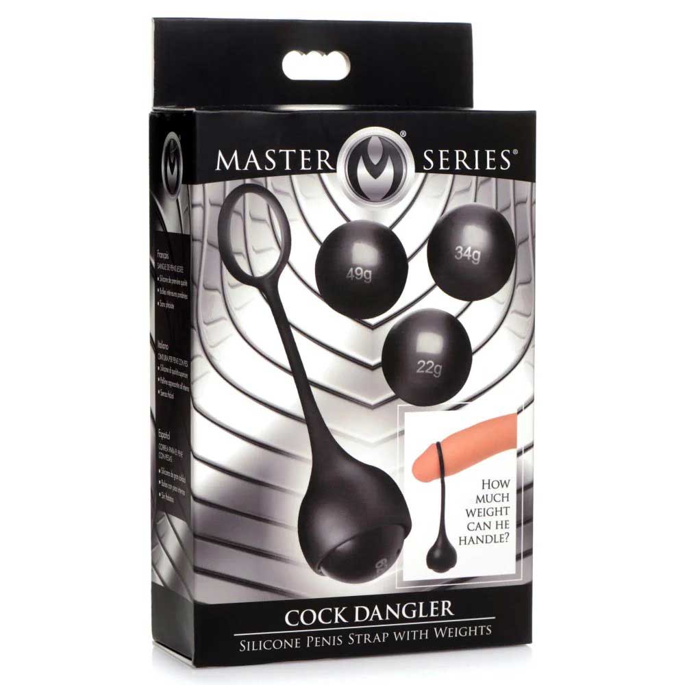cock dangler silicone penis strap with weights black