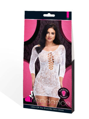 lace off the shoulder mini dress one size white