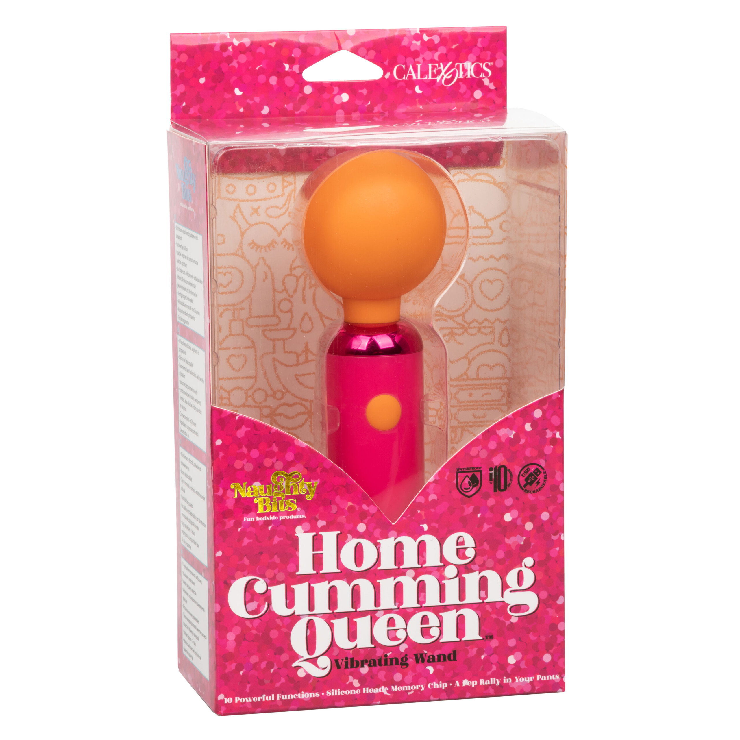 naughty bits home cumming queen vibrating wand orange/pink naughty bits home cumming queen vibrating wand orange/pink