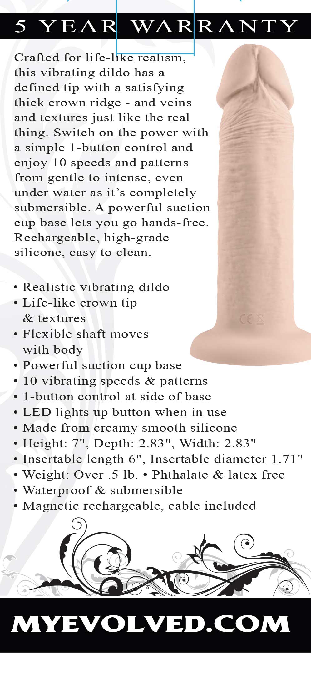 6 inch girthy vibrating dong light
