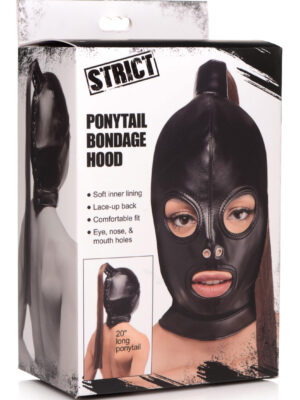 ponytail bondage hood black