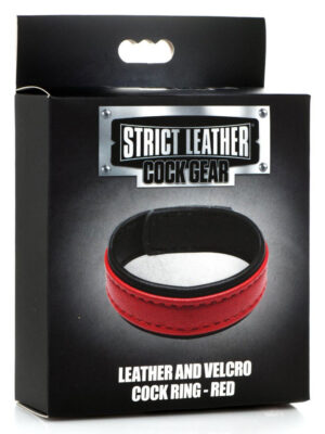 leather and velcro cock ring red