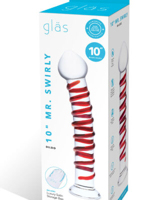 10 inch mr. swirly dildo red/clear