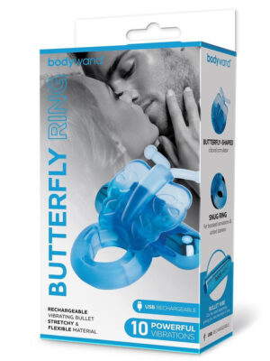 bodywand rechargeable butterfly ring blue