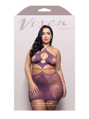 focus on me cut out halter dress queen purple wisteria