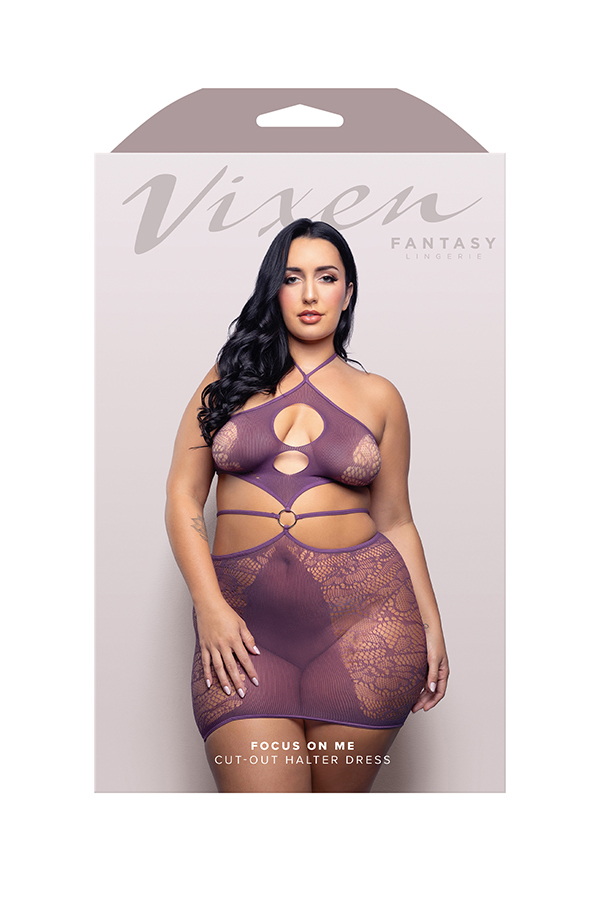 focus on me cut out halter dress queen purple wisteria