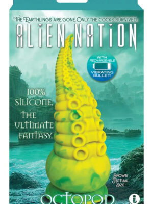 alien nation octopod silicone rechargeable vibrating creature dildo yellow and green