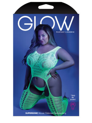 supersonic mosaic bodystocking queen neon green