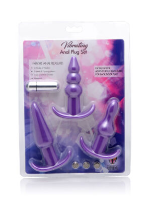 4 pc vibrating anal plug set purple