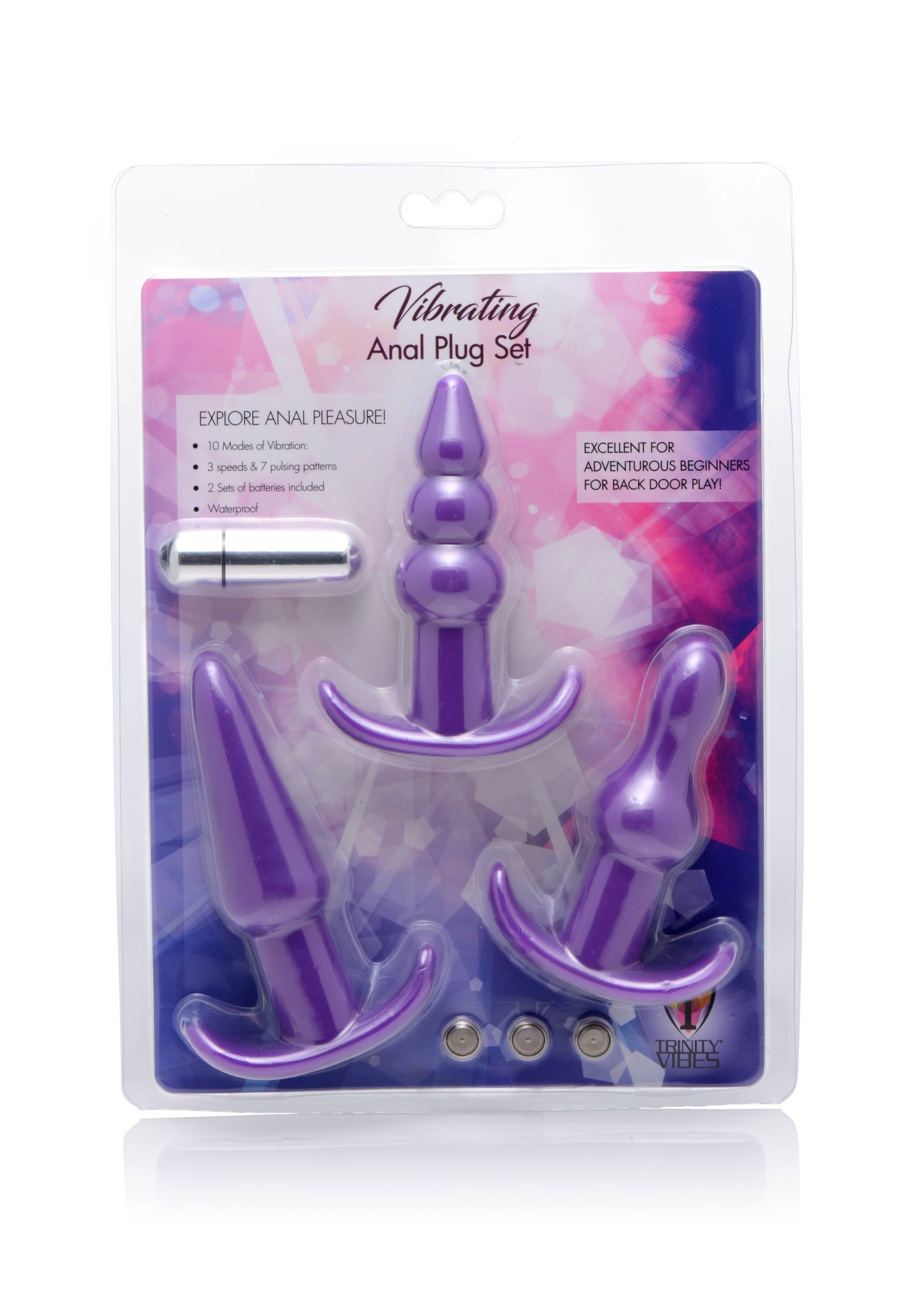 4 pc vibrating anal plug set purple 4 pc vibrating anal plug set purple