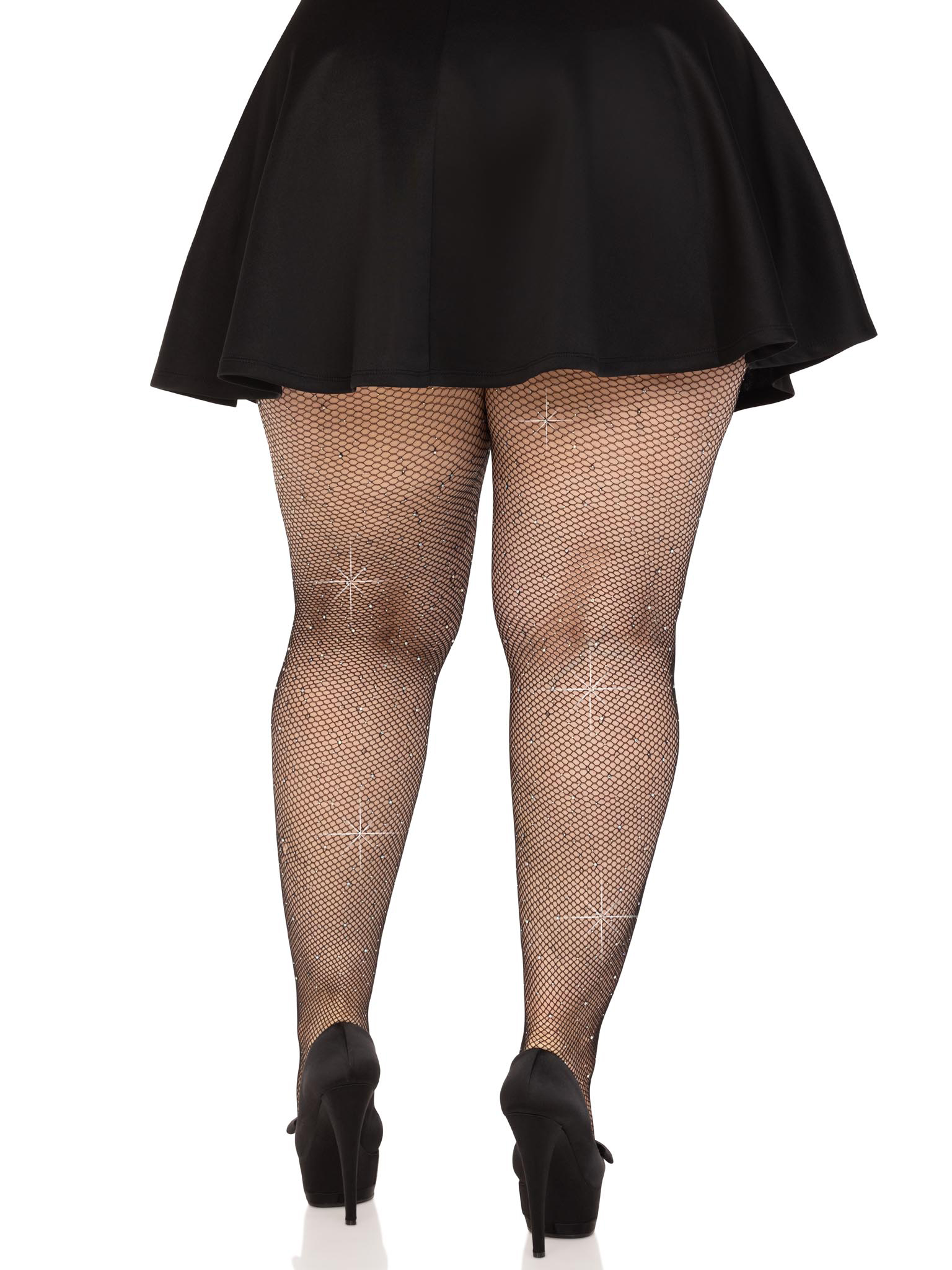 colby rhinestone fishnet tights 1x/2x black