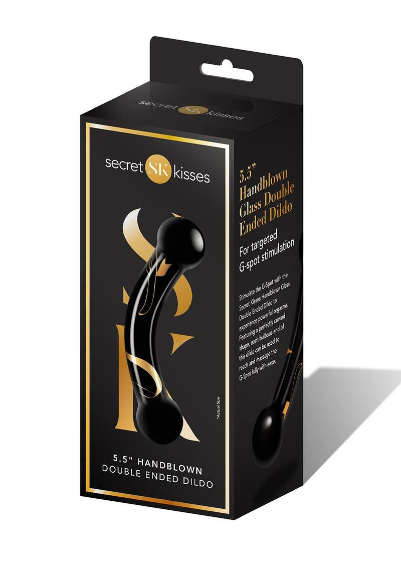 secret kisses 5.5 inch handblown glass double ended dildo black secret kisses 5.5 inch handblown glass double ended dildo black
