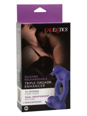 silicone rechargeable triple orgasm enhancer purple