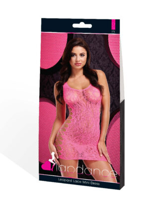 leopard lace mini dress one size pink