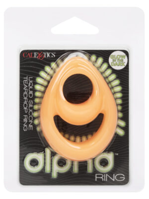 alpha glow in the dark liquid silicone teardrop ring orange