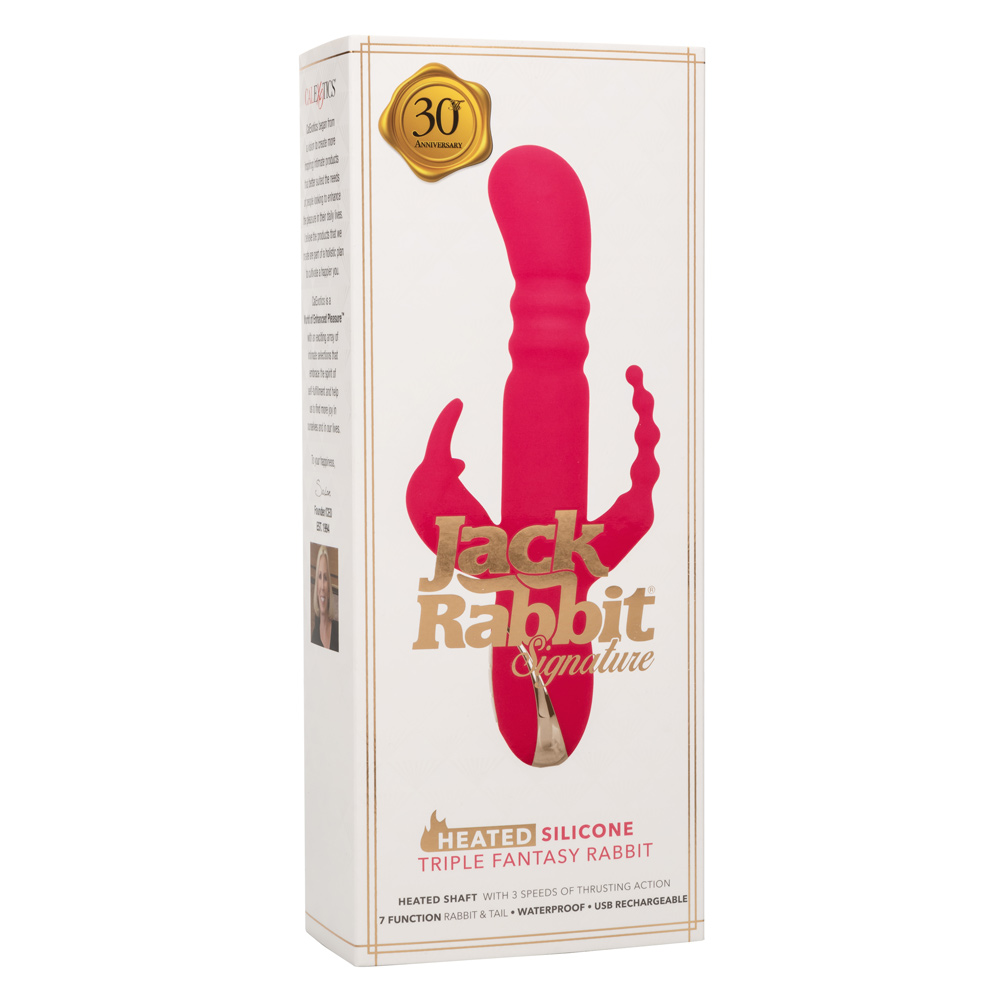 jack rabbit signature heated silicone triple fantasy rabbit pink