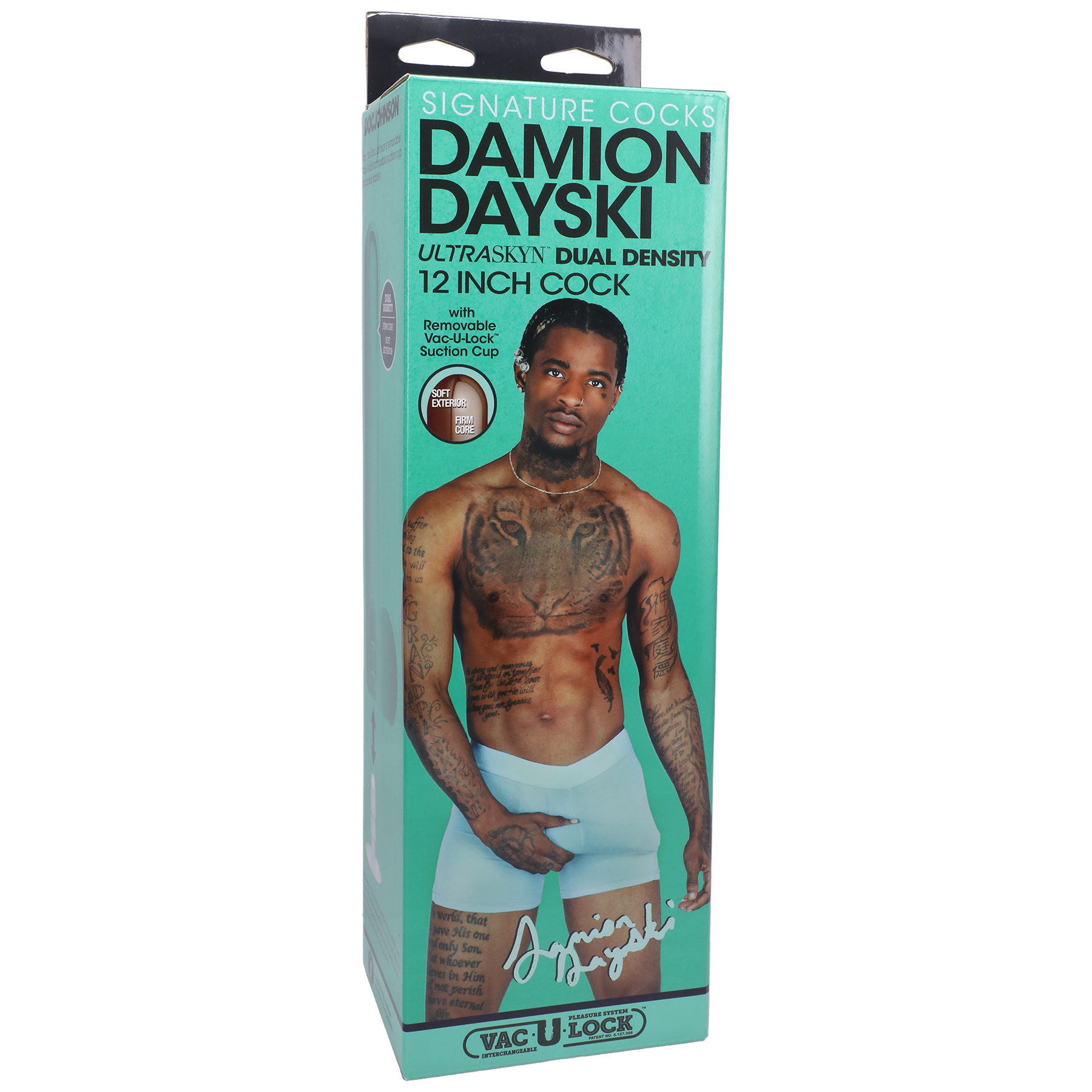 signature cocks damion dayski 12 inch ultraskyn cock with removable vac u lock suction cup chocolate