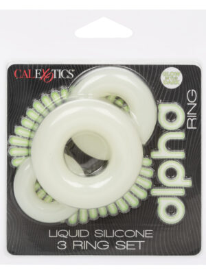 alpha glow in the dark liquid silicone 3 ring set white