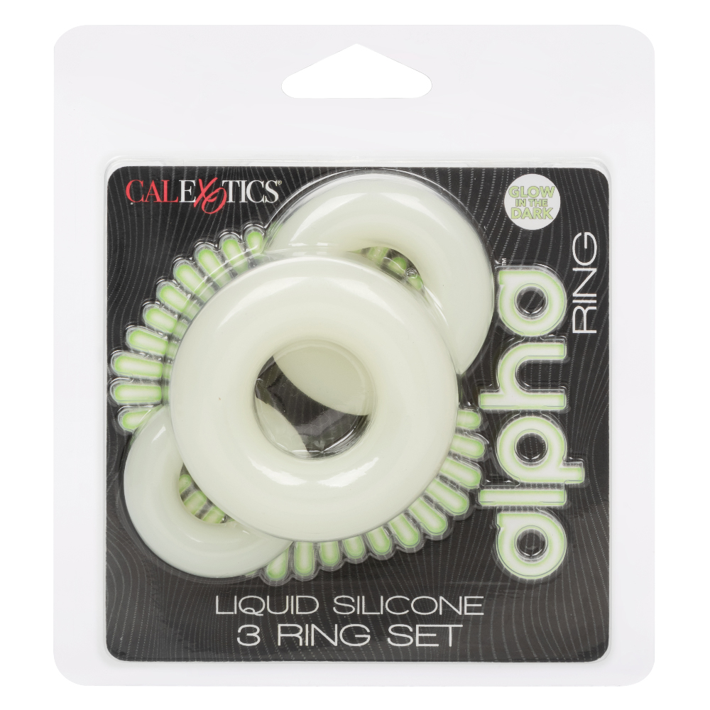 alpha glow in the dark liquid silicone 3 ring set white alpha glow in the dark liquid silicone 3 ring set white