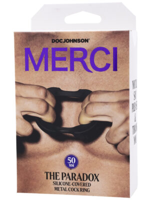 merci the paradox silicone covered metal cock ring 50mm black