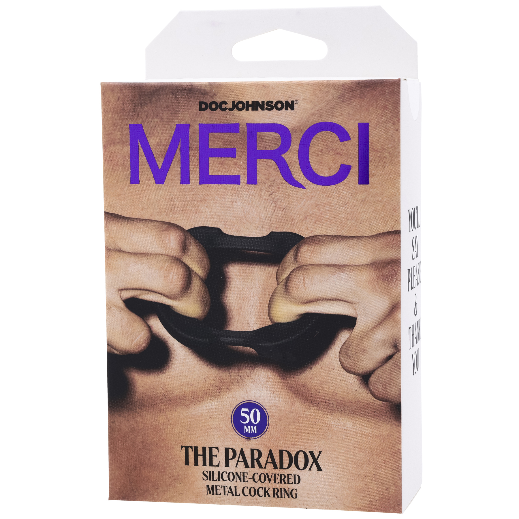 merci the paradox silicone covered metal cock ring 50mm black